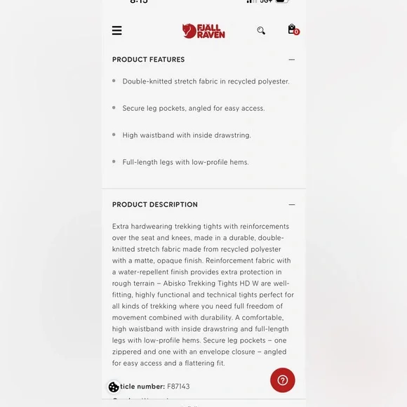 Fjall Raven abisko trekking tights leggings, women’s size xxs - Picture 4 of 10